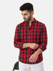 Crimson Grid — Button Down Shirt
