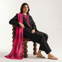 Black- Embroidered 3 Piece