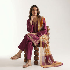 Maroon - Embriodered 3 Piece