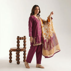 Maroon - Embriodered 3 Piece